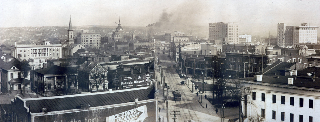 Here is a supposed picture of Macon, Georgia from 1900. However it is actually a doctored photo of Knoxville, TN.