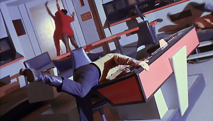 Earlier versions of Star Trek has the courageous members of the Enterprise flinging about the bridge.