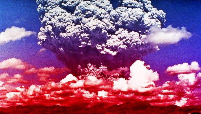 Artist's rendition Yellowstone's pending eruption.