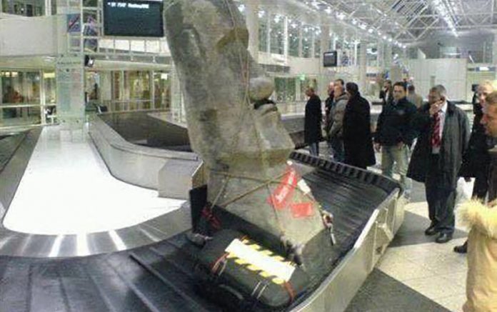 The Easter Island moai that Cedar Ridge's Pete Johnson attempted to smuggle into the United States. Source, US Customs, Sacramento Bureau.