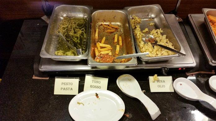 The remnants of Capo Pasta Buffet in Ontario, CA.