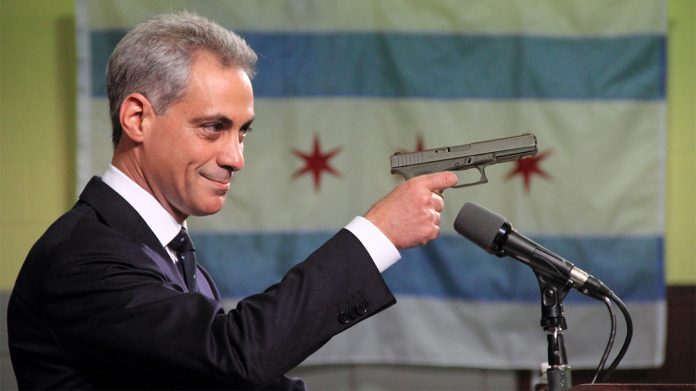 Chicago Mayor Rahm Emanuel Outlaws Gun Violence. See here showing school children how not to operate a gun.