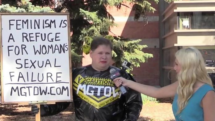 Trent Turco in one of his many MGTOW singular protests.