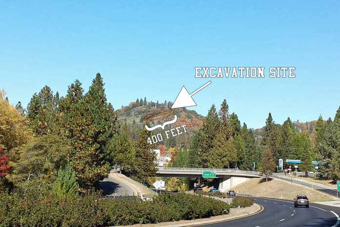 A view of the Ark excavation site from Highway 49 just outside of Nevada City, CA.