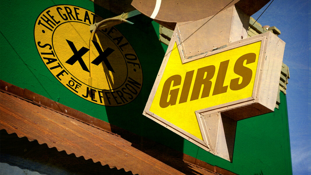 One of the several State of Jefferson Strip Clubs seen here in Yreka, CA.