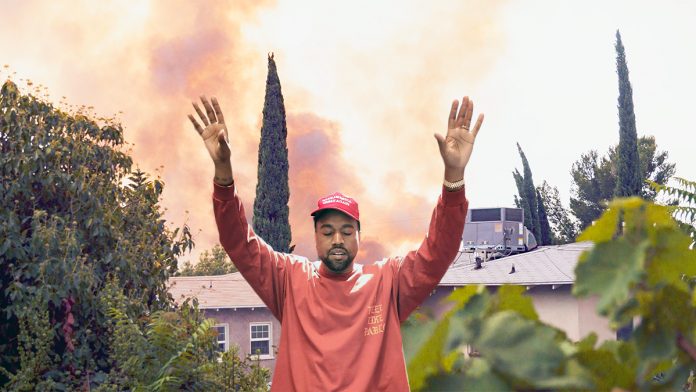 According to Kayne West, now known a 'B', he was able to save his home by merely talking to the wildfire.