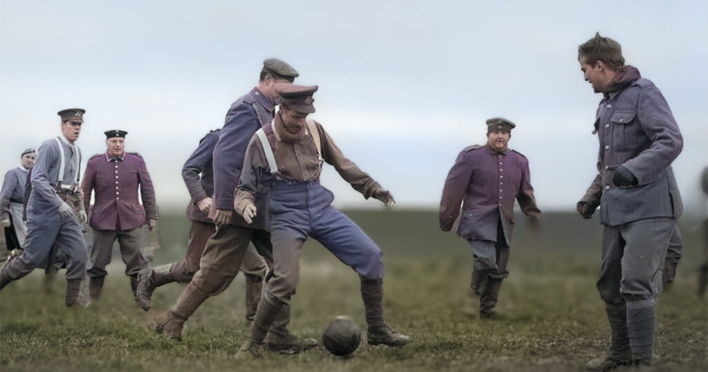 All along a 20-mile stretch of the Western Front, unarmed German troops began climbing over the parapets and walking toward the British side simply to shake hands and exchange greetings, the first tentative steps toward what is likely the largest spontaneous Christmas truce in modern history, one in which the warring armies shared cigars, good cheer, chocolate and, in more than one place, a game of soccer.